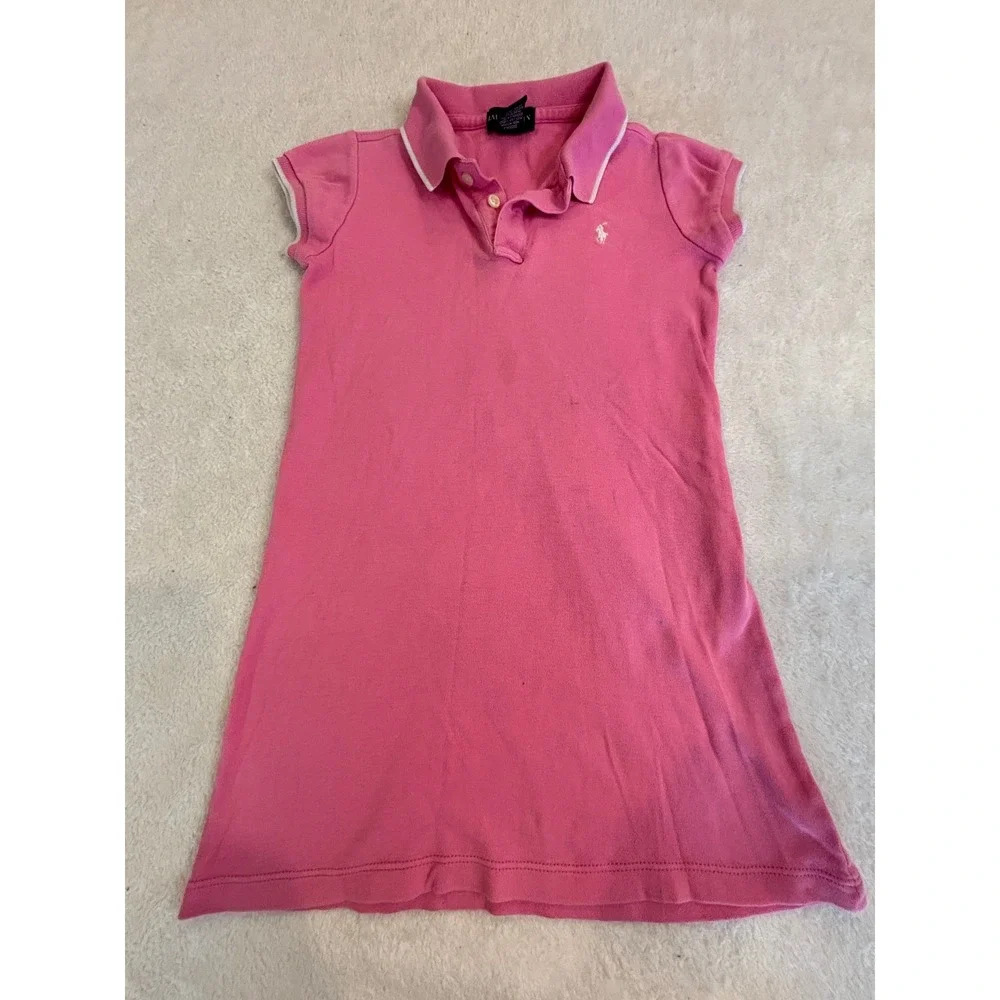 Ralph Lauren Girls Pink Polo Dress Short Sleeve Size 6 Pony Logo Preppy